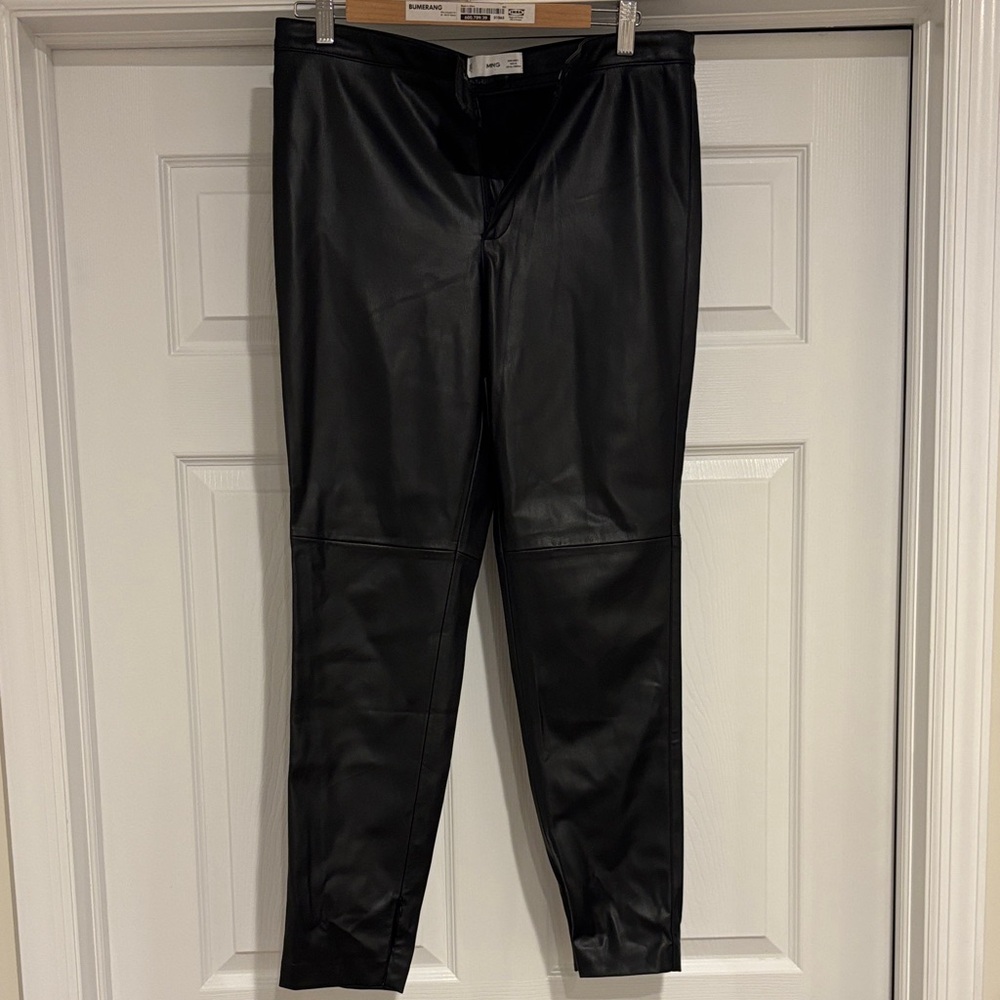 Mango Leather Black Pants